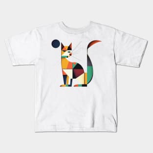 Geometric Cats Colorful Abstract Design Kids T-Shirt